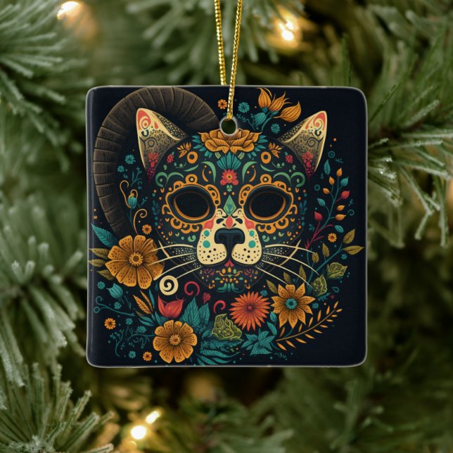 Day of the Dead Cat Ornament (Tree)