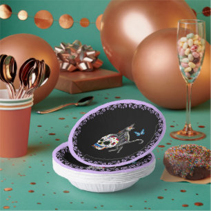 Day Of The Dead Cat Sugar Skull And Butterfly Paper Bowls
