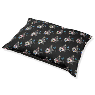 Day Of The Dead Cat Sugar Skull And Butterfly Pet Bed