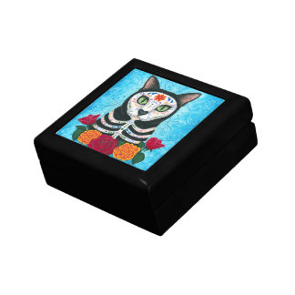 Day of the Dead Cat Sugar Skull Art Gift Box
