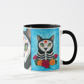 Day of the Dead Cat Sugar Skull Art Mug