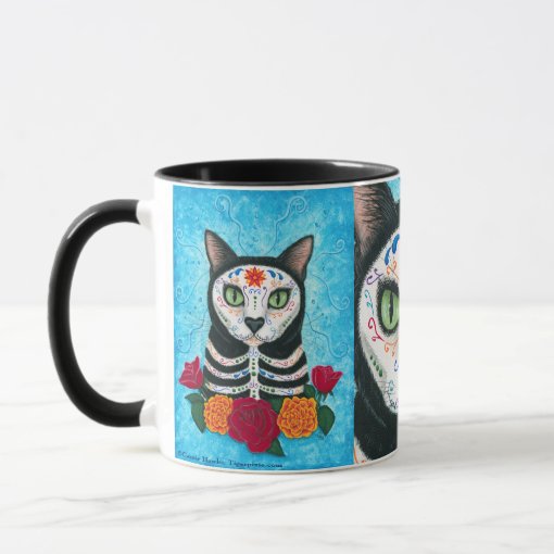 Day of the Dead Cat Sugar Skull Art Mug | Zazzle