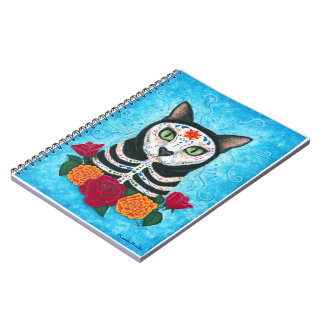 Day of the Dead Cat Sugar Skull Art Notebook