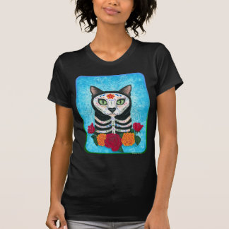 Day of the Dead Cat, Sugar Skull Cat Art Shirt