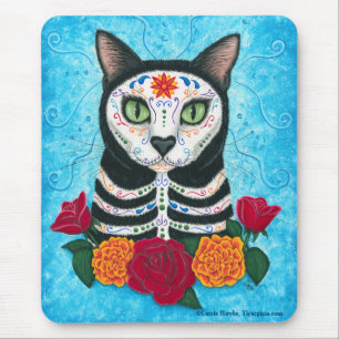 Day of the Dead Cat Sugar Skull Cat Mousepad