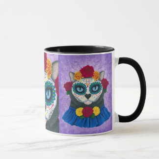 Day of the Dead Cat Sugar Skull Gal Art Mug