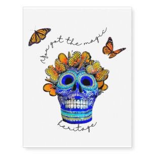 Day of the Dead Catrina & Butteflies Temporary Tattoos