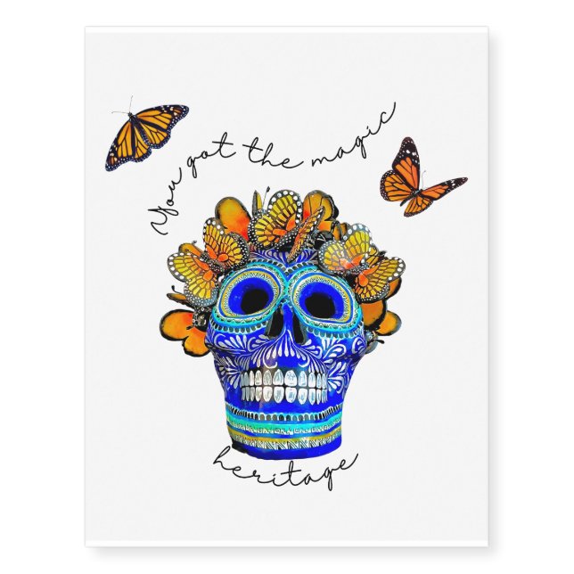 Day of the Dead Catrina & Butteflies Temporary Tattoos (Front)