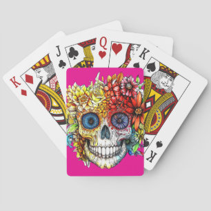 Day of the Dead Catrina Calavera with Flowers Poker Cards