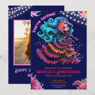 Day of the Dead Catrina Quinceañera Photo Invitation