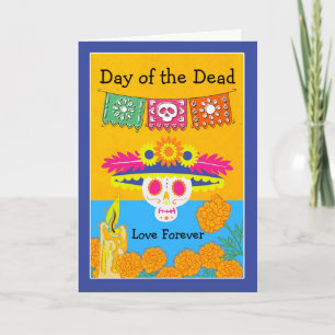 Day of the Dead Catrina Skull and Marigolds Card