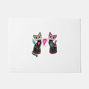 Day of the Dead Cats Shirt Cat Lovers Dia De Los M Doormat