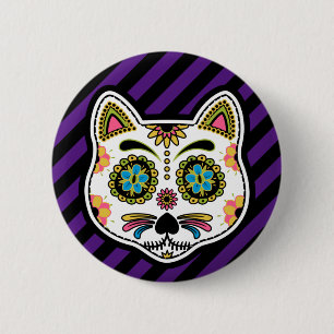 Day of the Dead Cats Sugar Skull Button