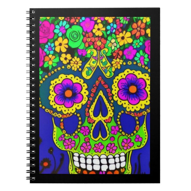 day of the dead celebration in bright colors  notebook (Front)