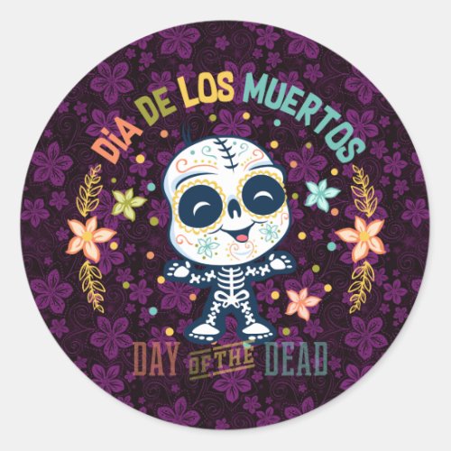 day of the dead classic round sticker