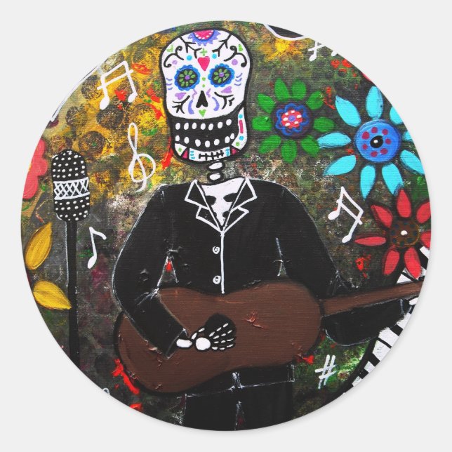 DAY OF THE DEAD CLASSIC ROUND STICKER (Front)