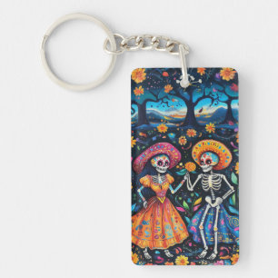Day of the dead colorful design keychain
