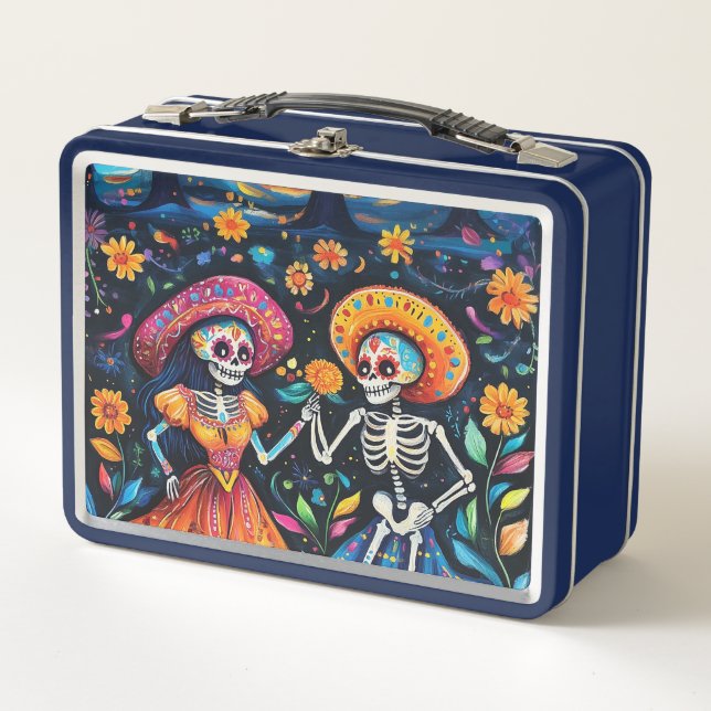 Day of the dead colorful design metal lunch box (Front)