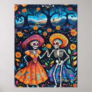 Day of the dead colorful design poster