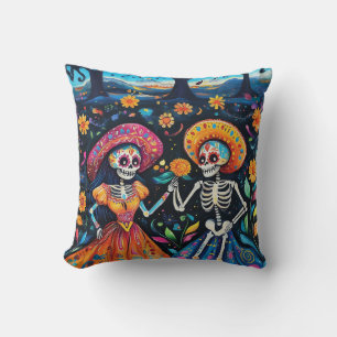 Day of the dead colorful design throw pillow