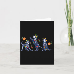 Day Of The Dead Colorful Skeleton Dogs Mexican Hal Card