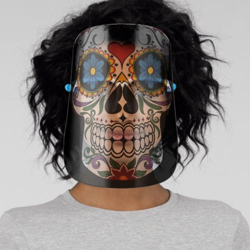 Day Of The Dead Colorful Skeleton Face Shield