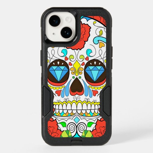 Day of the Dead Colorful Skull Art OtterBox iPhone 14 Case