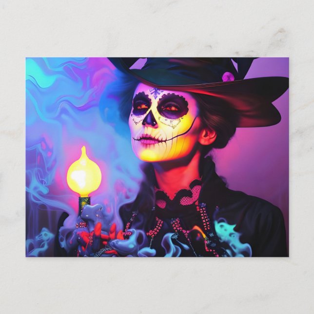Day of the Dead Colorful Woman Postcard (Front)