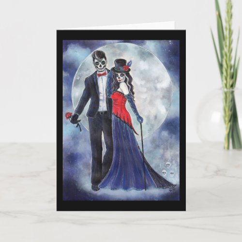 Day of the dead couple card By Renee Lavoie