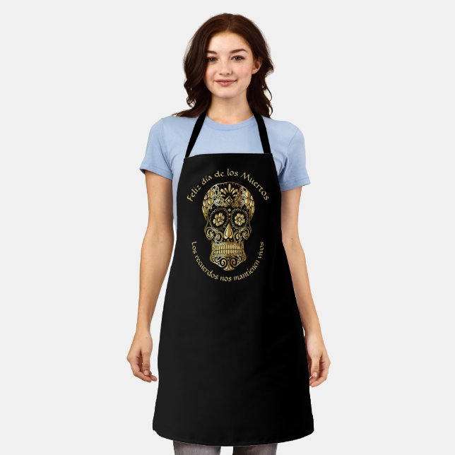 Day of The Dead - Customize Add Name & Message Apron (Worn)