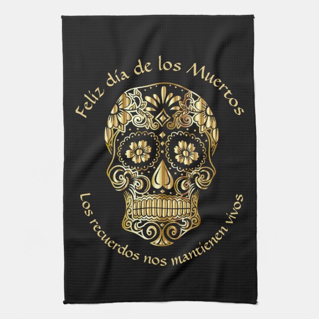 Day of The Dead - Customize Add Name & Message  Kitchen Towel (Vertical)