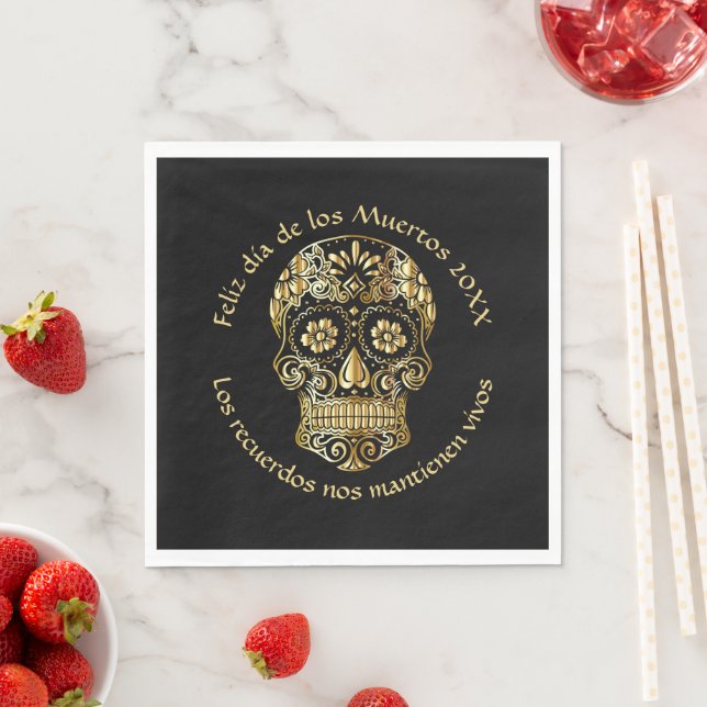 Day of The Dead - Customize Add Name & Message Napkins (Insitu)