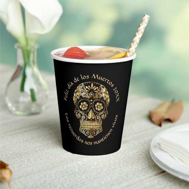Day of The Dead - Customize Add Name & Message Paper Cups (Insitu)