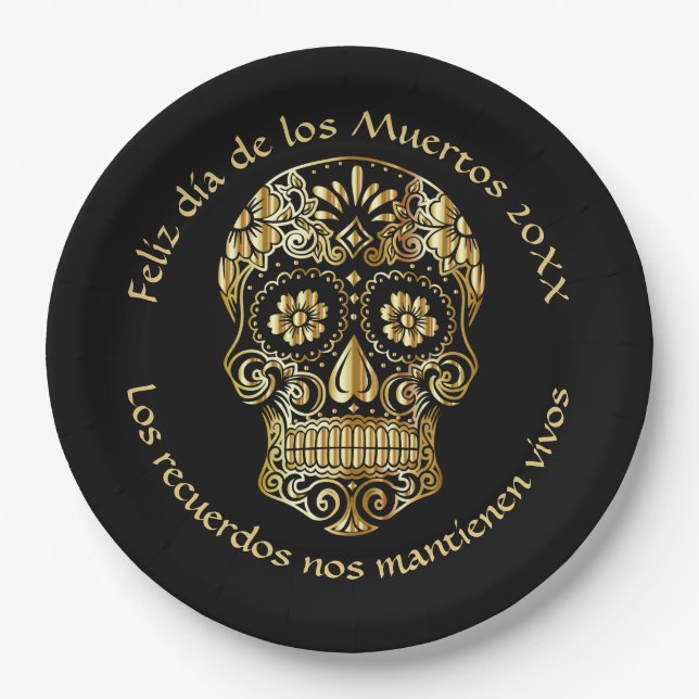 Day of The Dead - Customize Add Name & Message Paper Plates (Front)