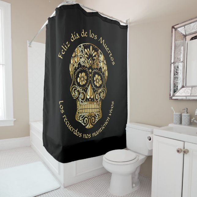 Day of The Dead - Customize Add Name & Message  Shower Curtain (In Situ)