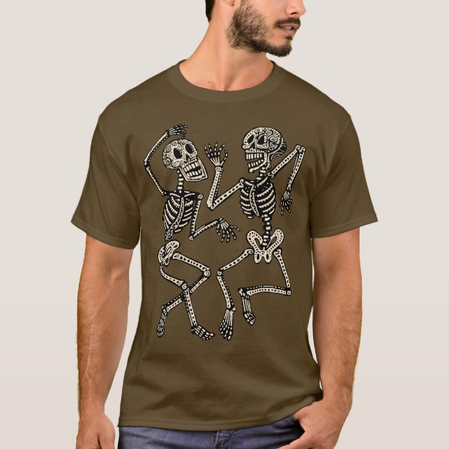 Day of the Dead Dancing Skeletons T-Shirt (Front)