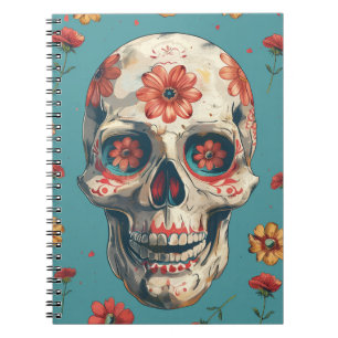 Day of the Dead design with skull and flowers Notebook