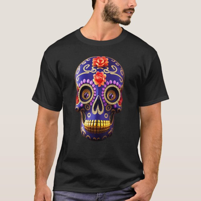 Day Of The Dead Dia De Los Muertos calavera sugar  T-Shirt (Front)
