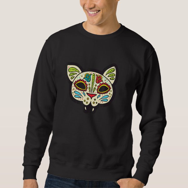 Day Of The Dead Dia De Los Muertos Cat Sweatshirt (Front)