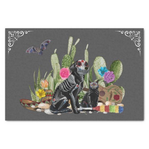 Day of the Dead Dia De Los Muertos dog and Cat  Tissue Paper