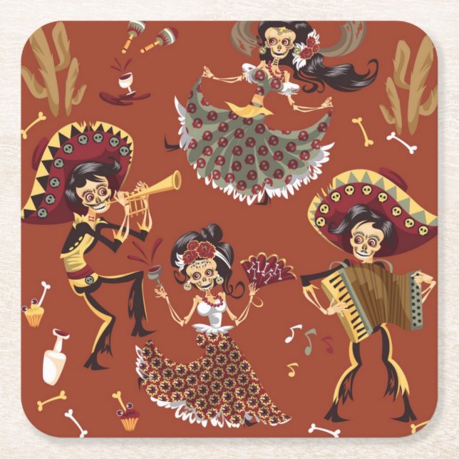 Day of the Dead - Día de los Muertos Paper Coaster (Front)