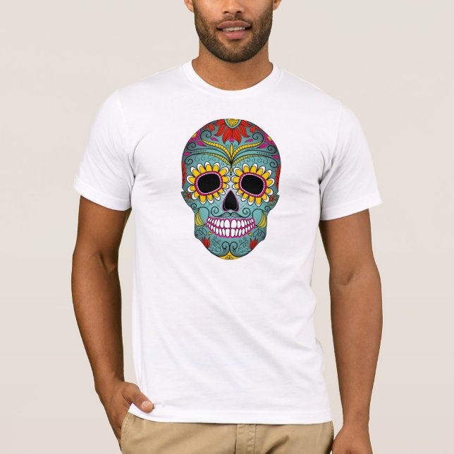 Day of the Dead  Dia de los Muertos Sugar Skull  T-Shirt (Front)