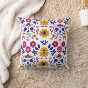 Day of the Dead Día de Los Muertos Sugar Skull Throw Pillow