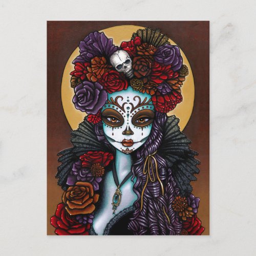 Day of the Dead Dia De Muertos Sugar Skull Dalia Postcard