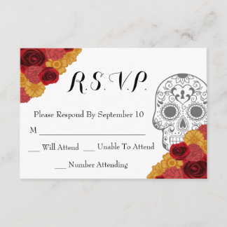 Day of the Dead Dia Los Muertos RSVP Wedding Card