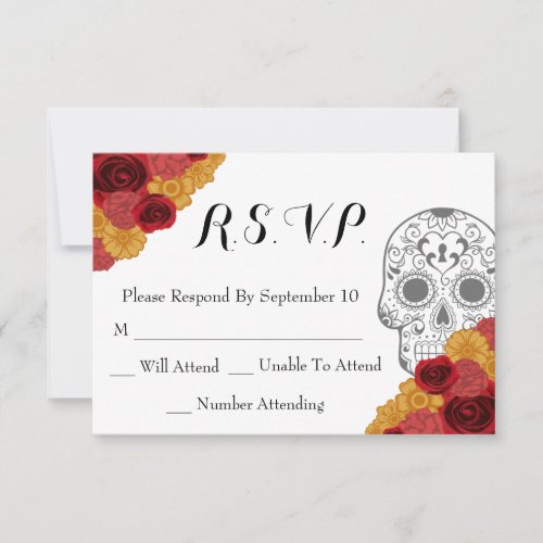 Day of the Dead Dia Los Muertos RSVP Wedding Card