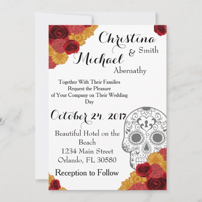 Day of the Dead Dia Los Muertos Wedding Invitation (Front)