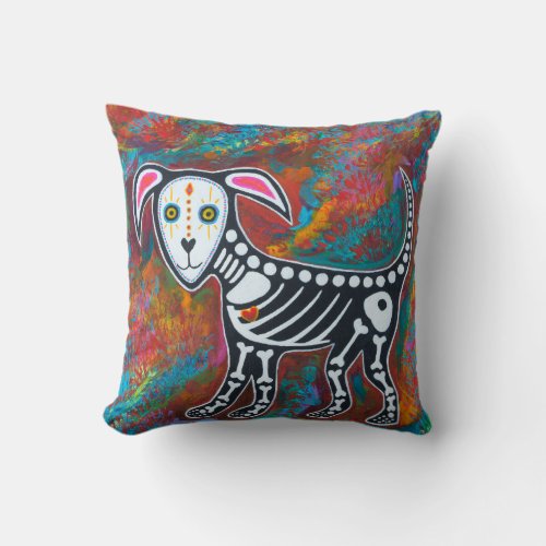 Day of the Dead Dog and Cat Throw Pillow