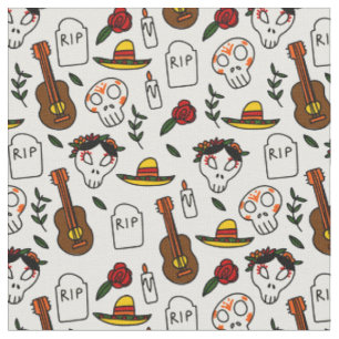 day of the dead doodle fabric