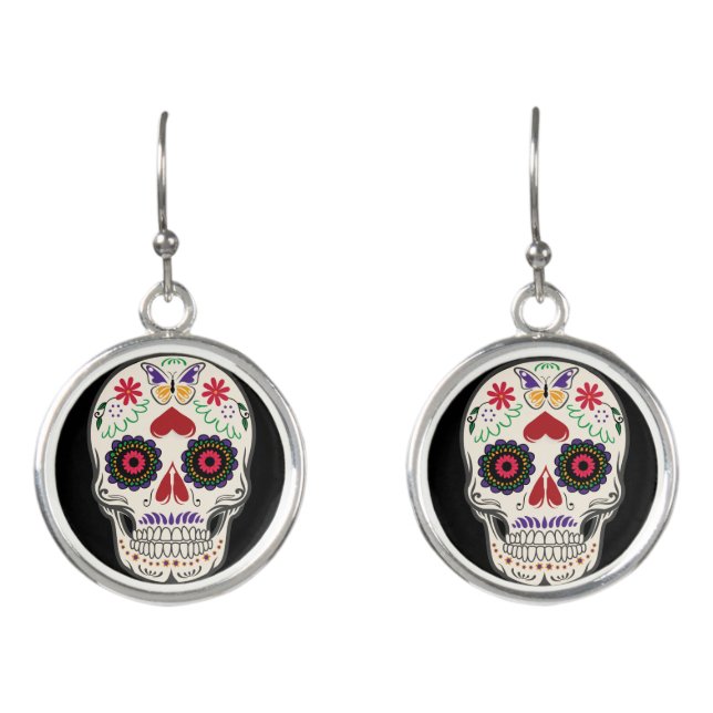 Day of the Dead Earrings - Horror Skull Jewelry (Front)